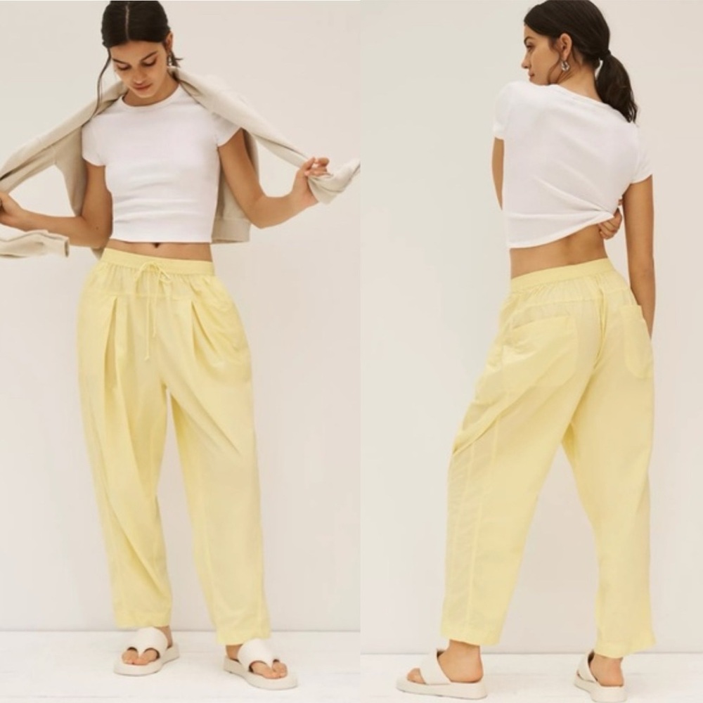 Anthropologie Yellow Drawstring Relaxed Pants